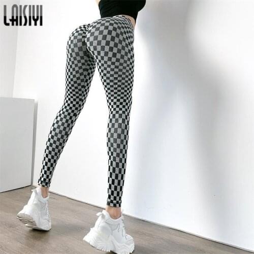 Fitness Leggings High Waist Naked Feeling Jeggings Push Up Sport Women Running Gym Pants Plaid Energy Seamless Leggings Gym Girl