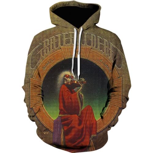2020 Fashion Mens Outerwear 3d Print Cartoon Skull Print Pullover grateful dead blues for allah Sweatshirt Men Autumn Tops