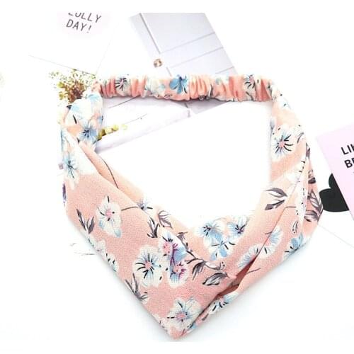 Fashion Retro Flower Women Elastic Turban Twisted Knotted Headband Floral Wide Stretch Girls Hair Accessories