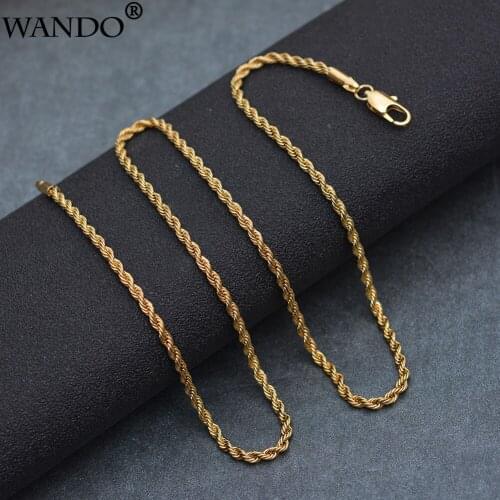 WANDO Fashion Classic Snake Twist Necklaces For Men/Women Copper Gold Colour Chains Ethnic Jewelrys Gifts 45cm N22