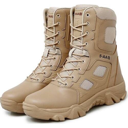 New Outdoor Men Sports Tactical Military Shoes Camp Mountain Climbing Ankle Boots Non-slip Combat Hiking Sneakers Big Size 47