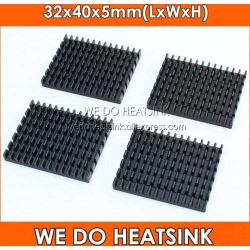 WE DO HEATSINK 32*40*5mm Black Slotted Anodized Aluminum Heatsink Cooler Radiator Cooling for CPU IC