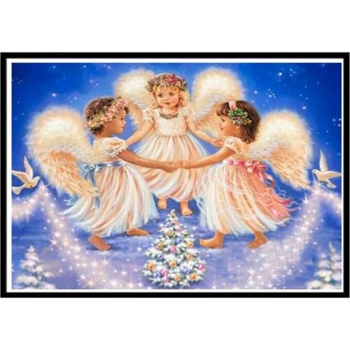 Religion Angel Girl DIY Cross Stitch 11CT Embroidery Kits Needlework Craft Set Printed Canvas Cotton Thread Home Design