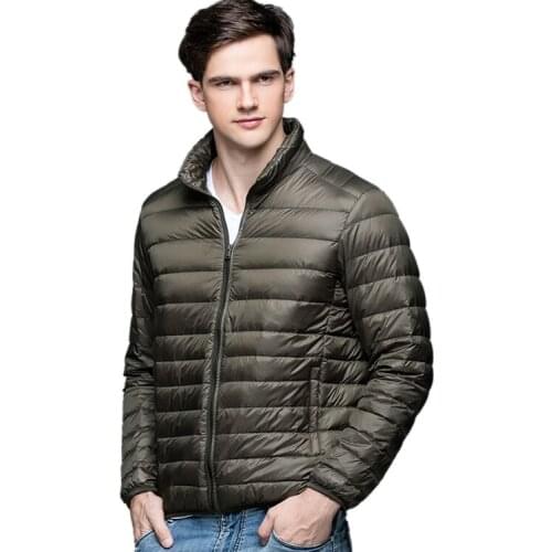 New autumn and winter duck down ultra-thin large size spring windproof warm outdoor collar white mens down jacket
