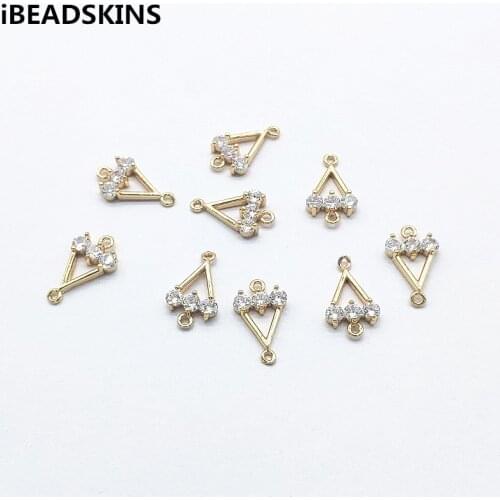 New arrival! 16x9mm 50pcs Cubic Zirconia Triangle shape Connector for Hand Made Earrings DIY parts,Jewelry Findings & Components