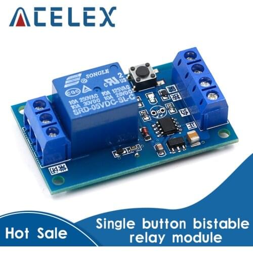 5V/12V/24V Single Bond Button Bistable Relay Module Modified Car Start and Stop Self-Locking Switch One Key