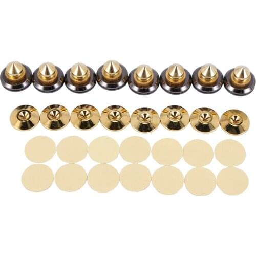 Retail 8 Set Golden-Plated Speaker Spikes, Speaker Stands CD Audio Subwoofer Amplifier Turntable Isolation Feet