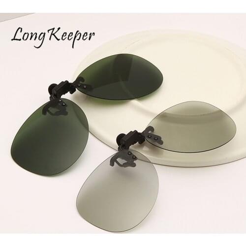 LongKeeper Polarized Clip On Sunglasses Men Women Driving Night Vision Glasses Oval Mirror Lens Photochromic Sun Glasses Gafas