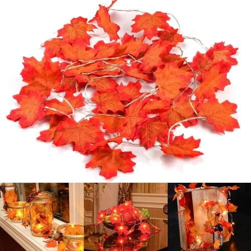 1M 3M 20 Lights Maple Leaves Garland Led Fairy Lights for Christmas Decoration Autumn String Light Festive DIY Halloween Decor