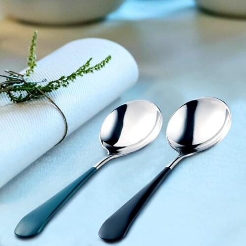 10 Pieces Soup Spoons Stainless Steel Colorful Dinner Spoons Round Head Bouillon Spoons Quality Coffee Spoons for Home