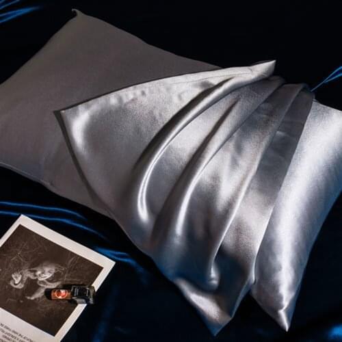 100% Pure Mulberry Silk Pillowcase Solid Color Soft Natural Silk Pillowcase Real Silk Pillowcase Gray Silk Pillow case