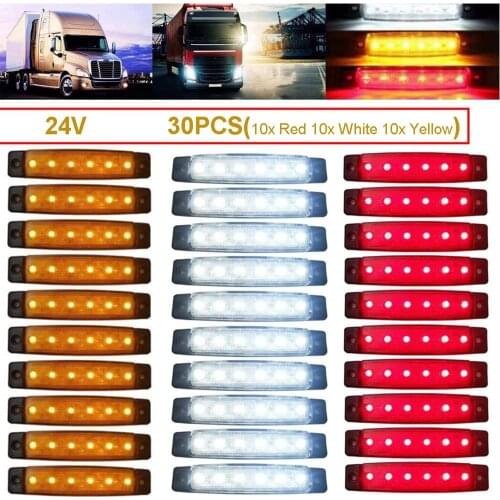 24V 10/30 Pcs LED Truck Trailer Lorry Indicator Side Marker Waterproof Light With E-Marke Strobe Lamp