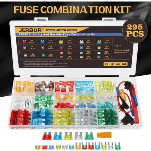 295Pcs Mini Blade Fuse Mixed Mini Car Blade Fuse Set Standard Fuse 5A 7.5A 10A 15A 20A 25A 30A For Truck Boat Car Accessories