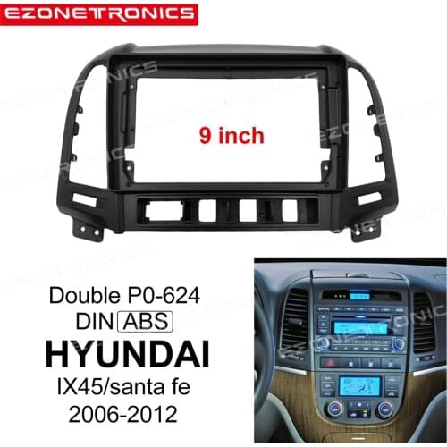 2Din Car DVD Frame Audio Fitting Adaptor Dash Trim Kits Facia Panel 9" For Hyundai IX45 Sante Fe 2006-12 Double Din Radio Player