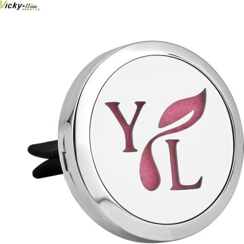 30mm YL Logo Magnet 316 Stainless Steel Car Aromatherapy Locket Free Pads Essential Oil Car Perfume Lockets Drop Shipping