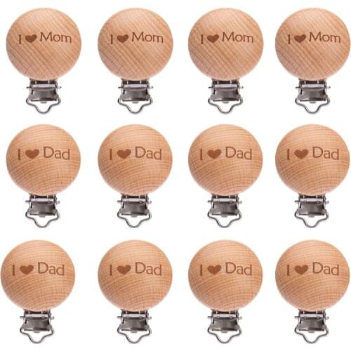 5 Pcs Baby Pacifier Clips Metal Wooden Infant Soother Clasps Holders Dummy Clips DIY Pacifier Chain Accessories Gift for Newborn