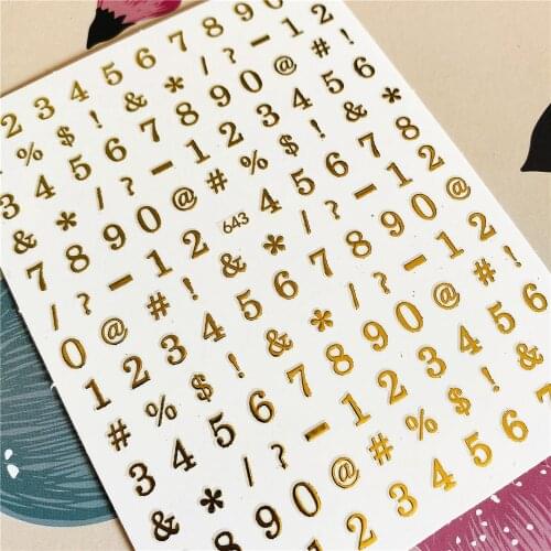 598-599 Alphabet number symbol letter 3D Back glue Nail decal Nail sticker Nail decoration Nail art Nail tool Nail ornament