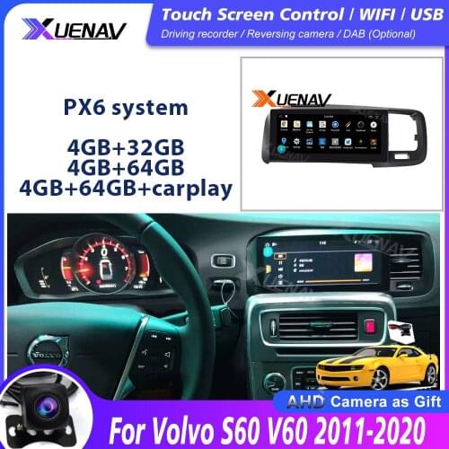 For Volvo S60 V60 2011-2020 Support carplay Touch Car Stereo Autoradio Car Radio GPS DVD Navigation PX6 system head unnit