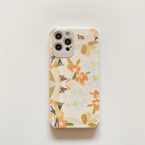 Artistic Flower Print Case for iPhone 12 Pro Max Back Phone Cover for 12 Mini 11Pro Max X XS XR 8 7 Plus SE 2020 Capa