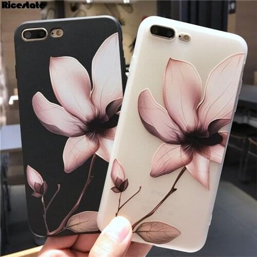 Ricestate Lotus Flower phone Cover For iPhone 6 6s 7 8 Plus X XS MAX XR 12 mini 12Pro 11 Pro Max 3D Relief Rose Floral Soft Case