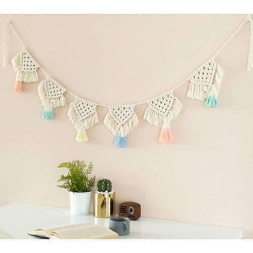 DUNXDECO Home Decoration Accessories Bohemia Handmade Weaving Ornament Nordic Fresh Simple Kid Room Wall Decoration Hanging