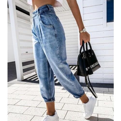 Spring And Autumn High Waist Jeans Women Fashion Denim Pants Female Summer Pocket Casual Trousers Work Streetwear Clothes