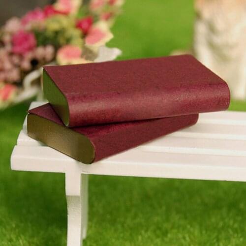 Pretend Toy 1/12 Dollhouse Miniature Wood Book Maroon Doll Study Classic Toys Acce for Kids Gift Juguete 1:12 Doll House Decor