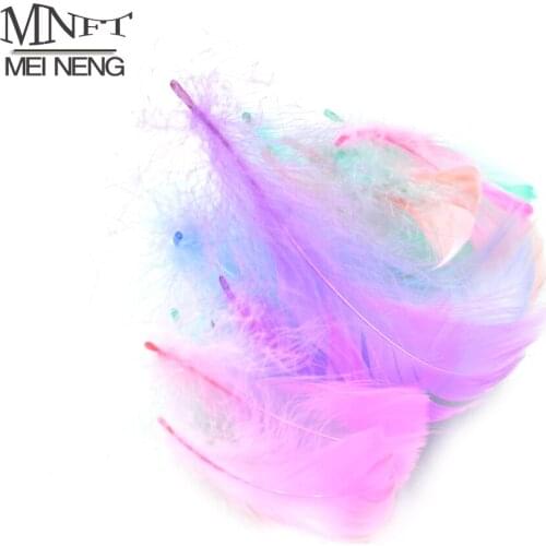 MNFT 100Pcs/Pack Fluffy Feathers for Feather Hooks Pesca Woolly Bugger Flies Hybrid Fly Tying Hackle Feather Hand Selected