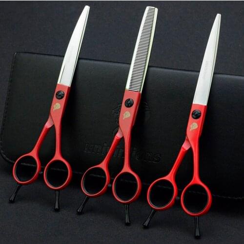 7" Pet Dog Gromming Scissors Straight & Thinning & Down Curved Scissors Pet Cutting Scissors Kit Dog Animals Cat Stainless Steel