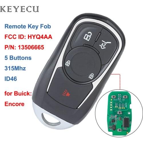 Keyecu Smart Promixity Remote Car Key Fob 5 Buttons 315MHz ID46 for Buick Encore 2017 2018 FCC ID: HYQ4AA, IC: 1551A-4EA