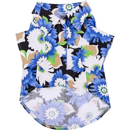 Pet Colorful Summer Hawaii Style Costume Cool Breathable Chiffon Short Sleeve Printed Shirt For Dogs