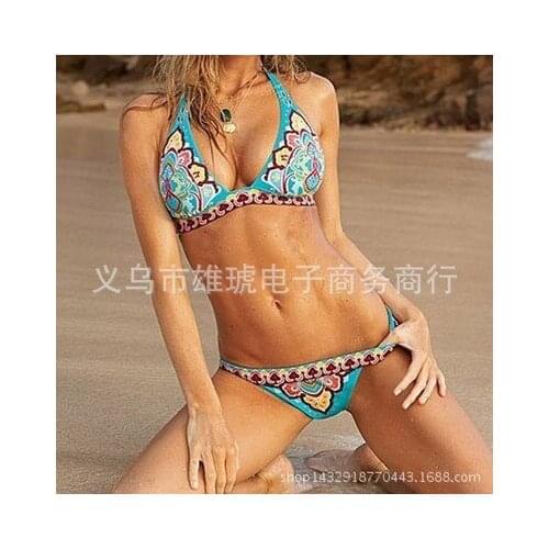 Summer Sexy Bikini Womens Two Piece Print Swimsuit With Chest Pad And No Steel Bracket
