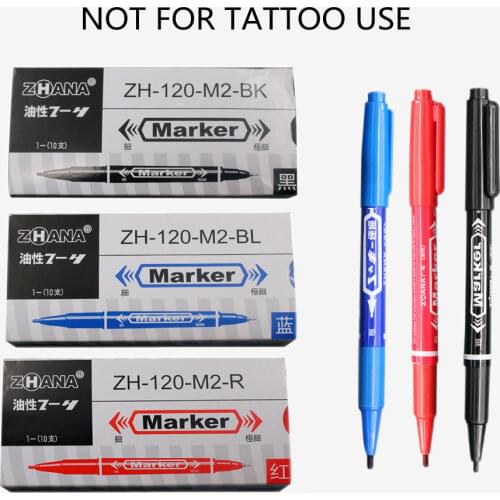 Marker Pens Skin Marker Scribe Tool Permanent Tattoo Supplies Good Waterproof Ink Black Red New Portable Double Cartoon Graffiti