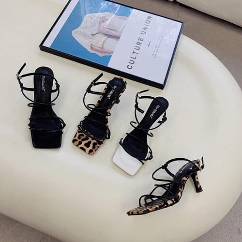 Fashion Women Sandals Open Toe Narrow Band Ankle Strap Summer Dress Shoes Thin High Heels Party Wedding Pumps Size 35-39 Sandals