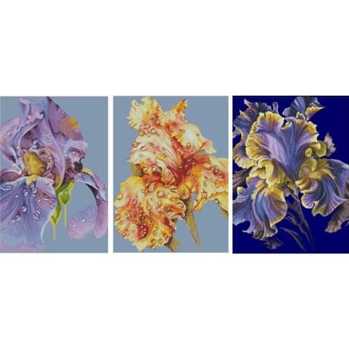 Alluring Iris flower patterns counted 11CT 14CT Cross Stitch Set DIY Counted Cross-stitch Kits Embroidery Needlework Home Deco