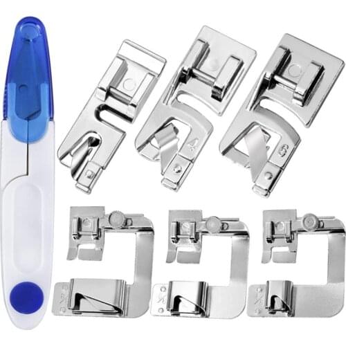 LMDZ 6 Pcs Sewing Machine Presser Foot Set Narrow Rolled Hemming Foot Kit for All Low Shank Snap-On Sewing Machine and DIY