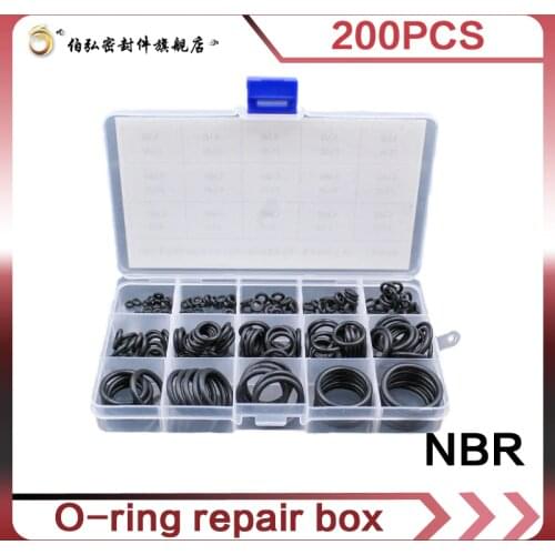 Nitrile Rubber 200pcs O Rings Wear-resistant waterproof and oil resistant O Ring Seal NBR Sealing O-rings Washer Rubber oring se