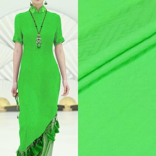 New 35.5cm wide 32mm cyan silk polyester interwoven printing and dyeing solid color fabric heavy weight kimono cheongsam cloth