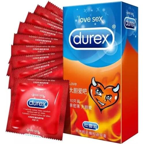 Durex Condoms 10pcs Love Ultra Thin Lubricated Penis Cock Sleeve Natural Rubber Condom Sex Toy For Men Intimate Products