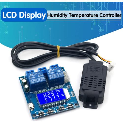 Humidity Temperature Controller Digital Thermometer Hygrometer Control Module Dual Output LCD Automatic Constant Regulator Board