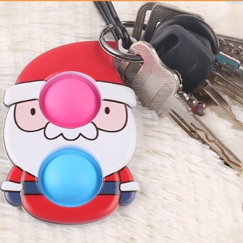Christmas Key chain Fidget Toy Keychain Push Bubble Sensory Stress Reliever Cartoon Keyring Pendant for Kids Elder K122