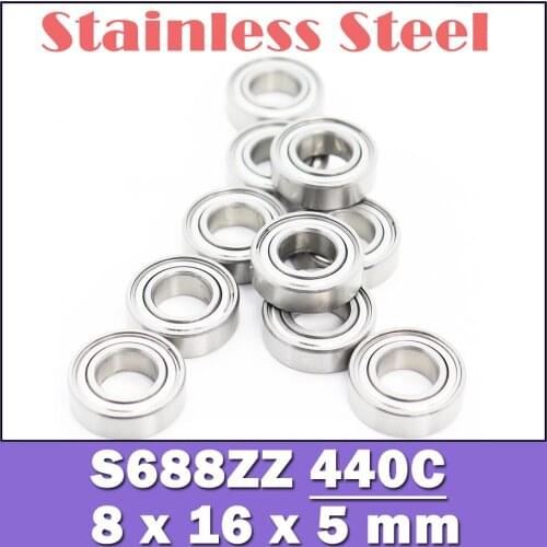 S688ZZ Bearing 8*16*5 mm ( 10PCS ) ABEC-1 440C Roller Stainless Steel S688Z S688 Z ZZ Ball Bearings