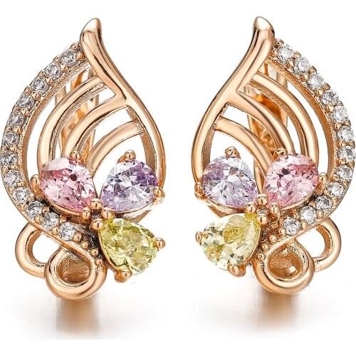 Harong Exquisite Crystal Stud Earrings Natural Zircon Female Quality Earrings Punk Jewelry Wedding Red Green Earrings Women Gift