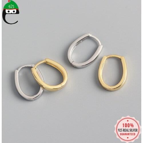 Trustdavis Minimalist 925 Sterling Silver Fashion Geometric Ellipse Hoop Earring For Women Wedding S925 Earring Jewelry DA1128