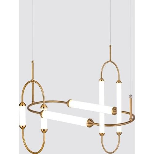 Nordic living room lamp bedroom dining room personality post modern simple sample room geometric line glass chandelier