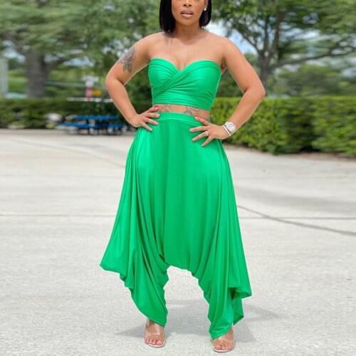 Loose Pants Two Pieces Sets Matching Summer New 2021 Crop Tops & Causal Trousers Fashion High Street Solid Outfits Matching Sets