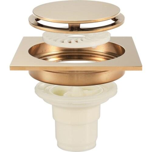 Bathroom Kitchen Balcony Brass Square All Copper Floor Drain Deodorization Row Shower Grates Strainer Drain