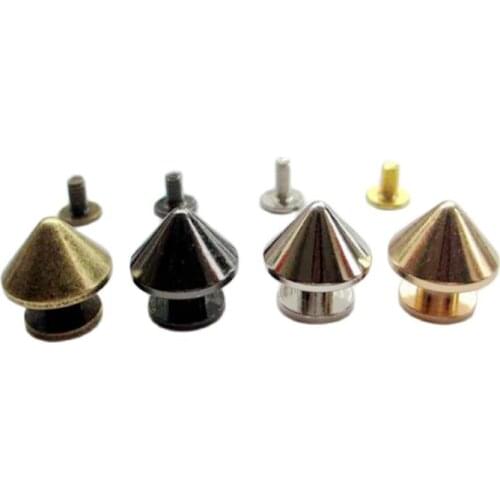 15*13.5mm 5Pcs/10Pcs Brass Spike Garment Rivet Studs Screw Back For Bag Hat Shoe Leather Craft Chocker Handmade Diy Accessory