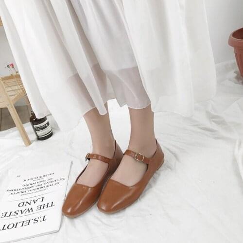 2020 Women Shoes Plus size Elastic band Slip on Ballerina Shoes Leather Flat Shoes Women Ballet Flats Tenis Feminino W33-84