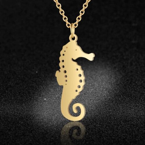 100% Stainless Steel Sea Horse Fashion Necklace for Women Personality Jewellery Special Gift Wholesale Female Trendy Jewelry